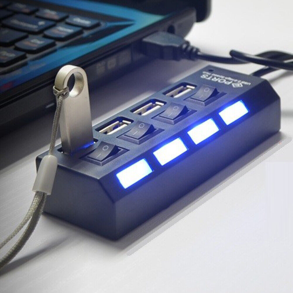 4 Port USB Charging Dock Station Quick Charger with Indicator and Switches