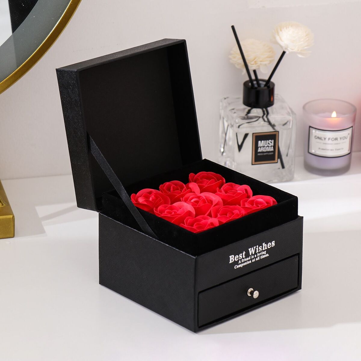 Gift Flower Gift Box Handmade with Projection Necklace Eternal Preserved Rose