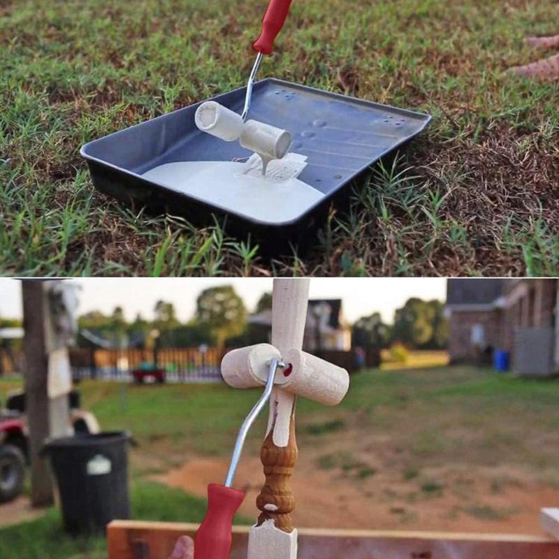 Paint Double Sided Roller Kit for Household Railings Brush Spraying Pipes Fences