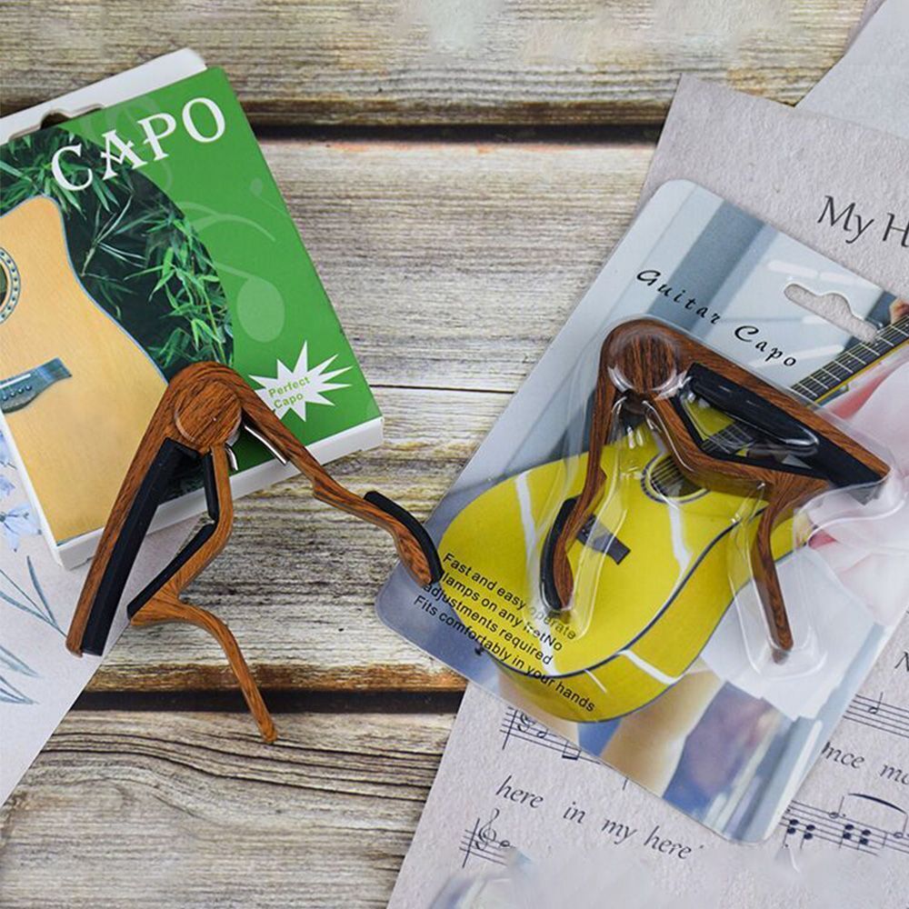 Metal Ukulele Quick Change Guitar Capo Wood Grain Clamp Tone Changing Clip