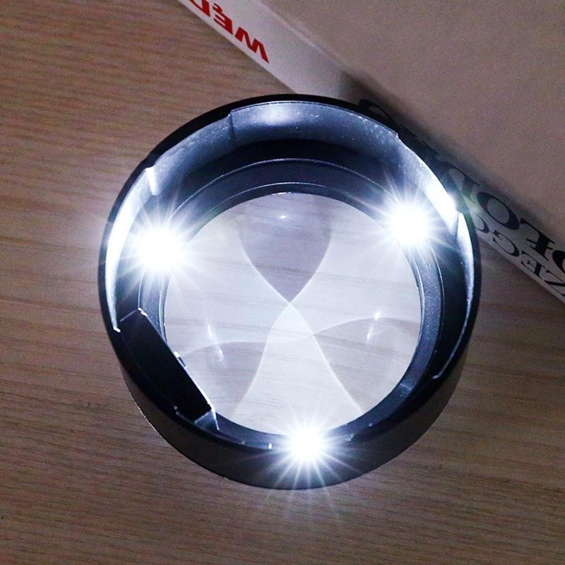 Magnifying Dome Lighted Desktop Magnifier with Bright LED for Reading Books 5X