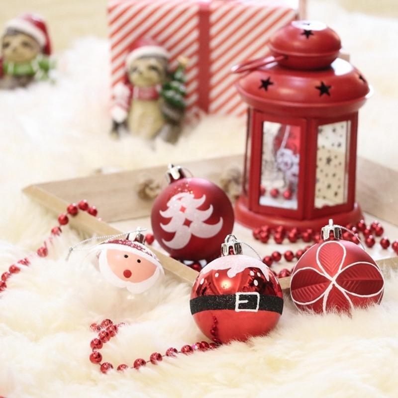 9pcs 6cm Plastic Ball Christmas Ornament Xmas Tree Hanging Pendant Desktop Decor