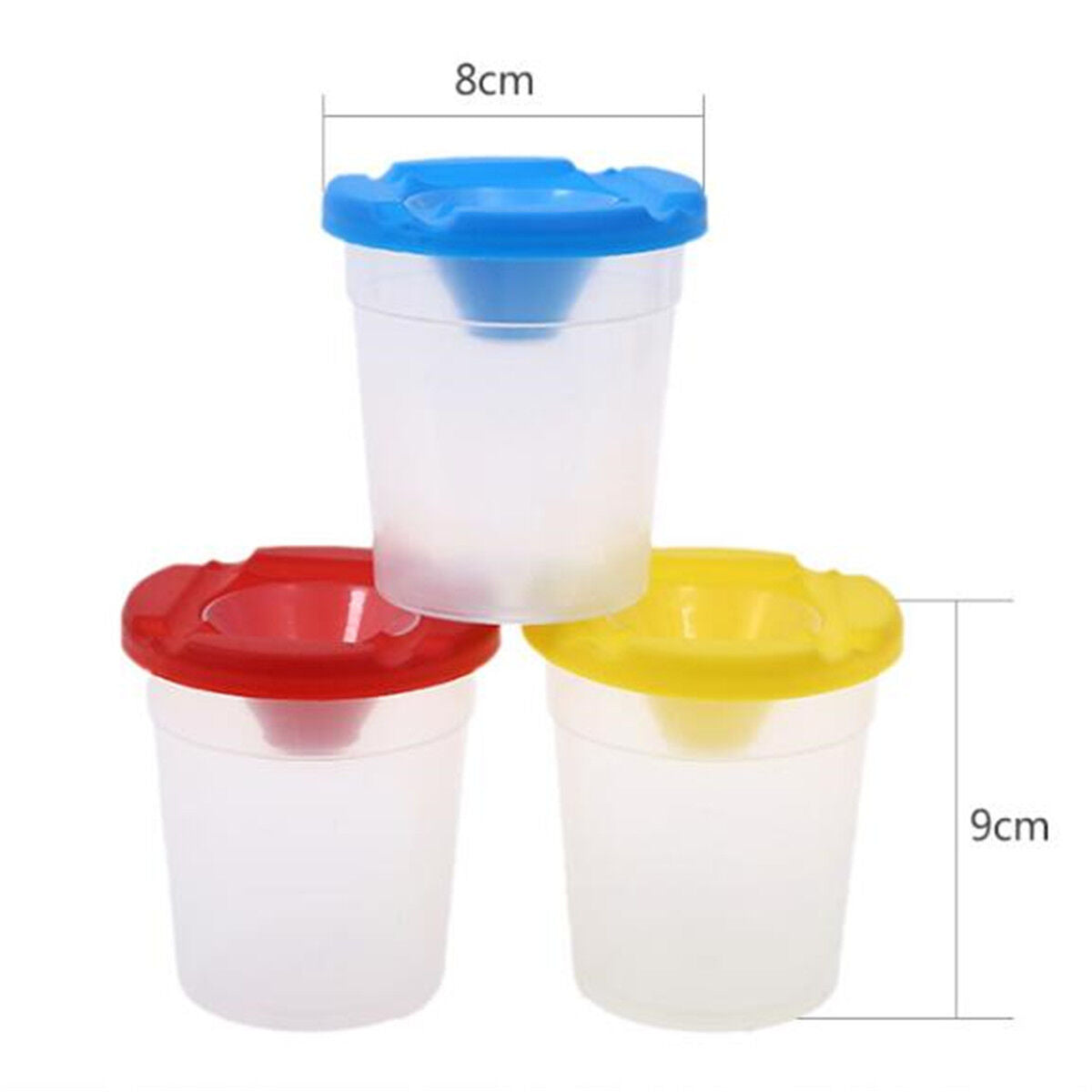 Non Spill Water Pots Lid & Stoppers Plastic Artist Paint Brush Holder & Cleaner