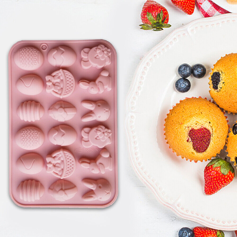Easter Mold Bunny Eggs Silicone Baking Mould Pudding Tray Pastry Tools