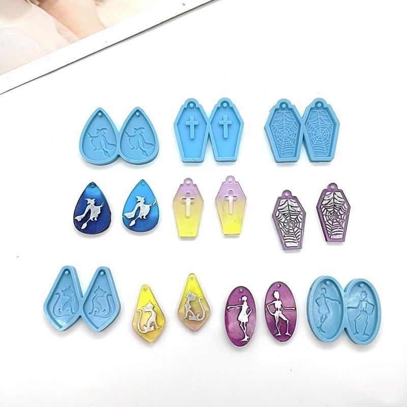 Earrings Pendant Jewelry Mold Pendant Decoration Witch Coffin Cat Mirror Mold