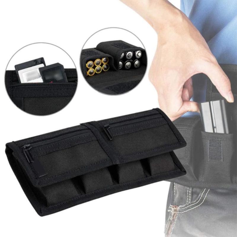 Large Capacity Storage Pouch for Digtal Camera Battery Dacron Bag with 4 Pockets