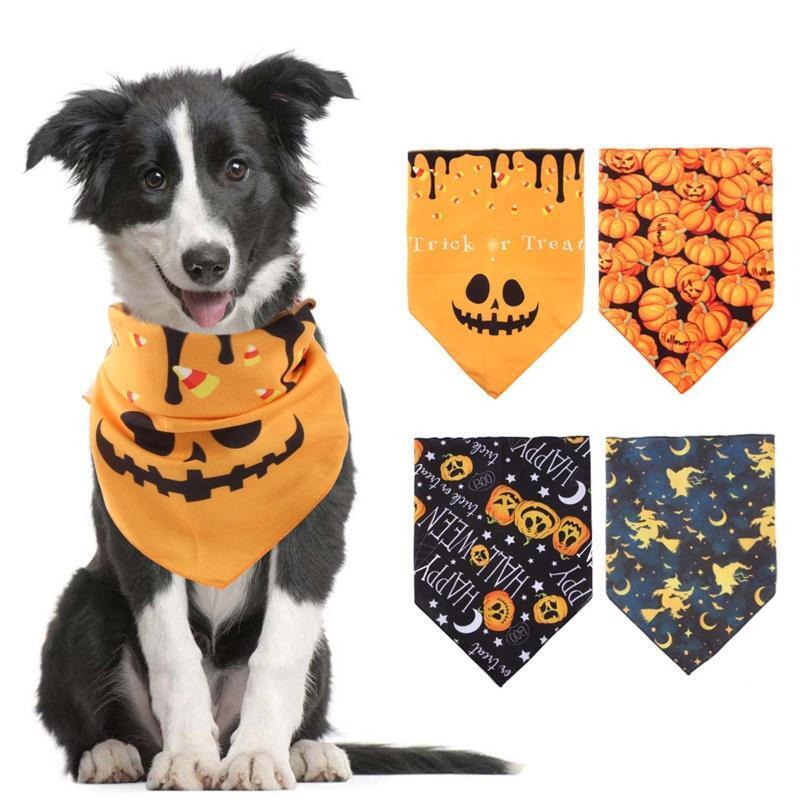 4 Pieces Dog Bandanas Soft Adjustable Triangle Bibs Kerchief Scarfs Photo Props