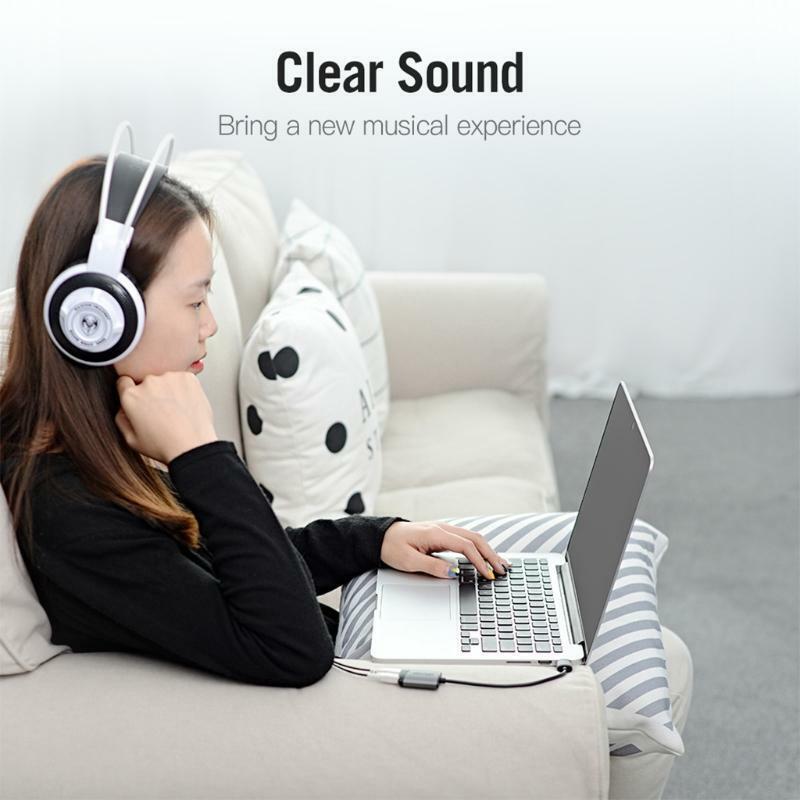 USB Sound Card Adapter External Audio Adapter Sound Card Converter 3.5mm AUX Mic