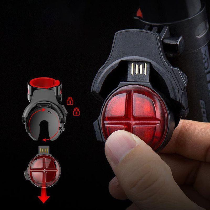 Smart Sensing Brake Light Rear Wireless USB Rechargeable Bicycle LED Flash Taill