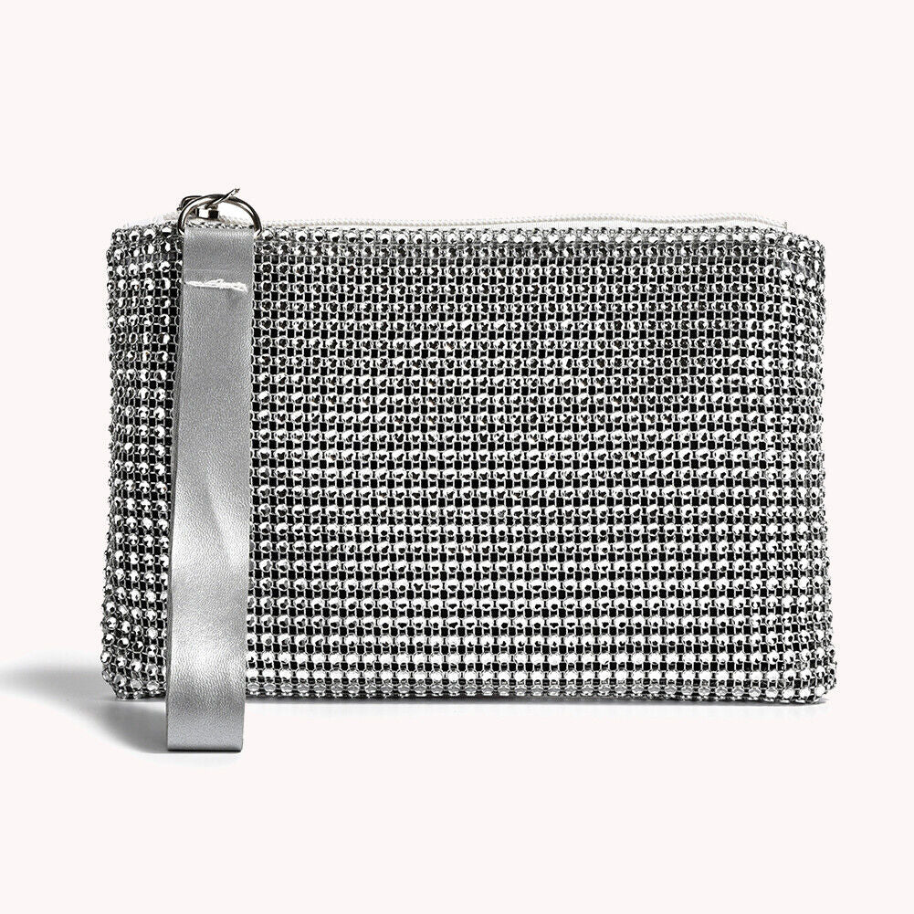 Fashion Women Rhinestone Wallet Wristlet Bag Ladies Glitter Pouch Purse