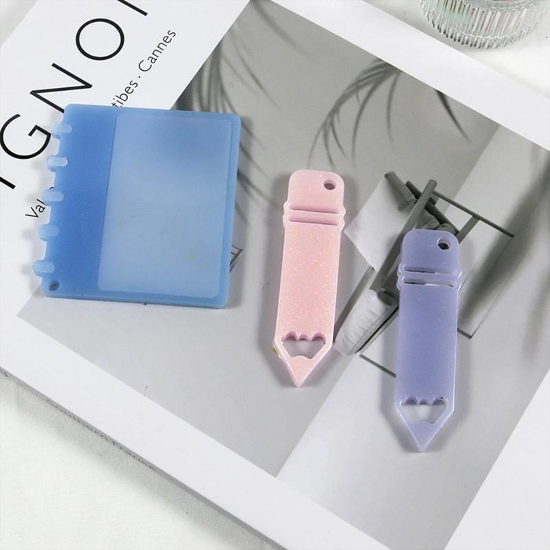 Pencil Notebook Shape Silicone Molds Jewelry Making Keychain Polymer Clay Mold