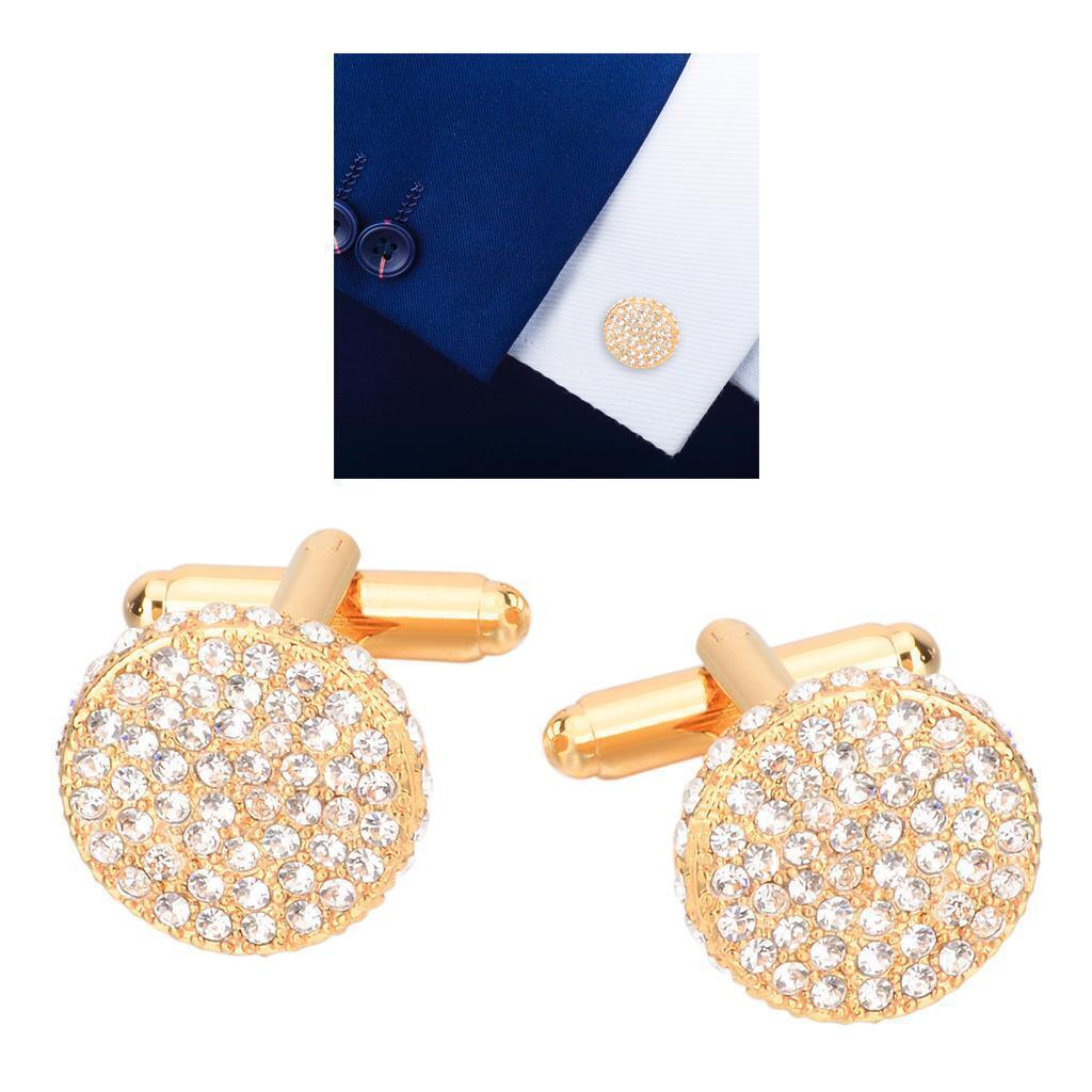 2pcs Crystal Cuff Links Collar Cufflinks Business Banquet for Men 17mm