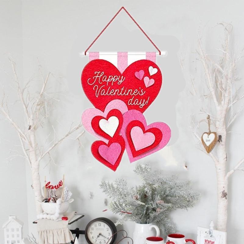 Happy Valentine's Day Door Hanging Sign Love Heart Ornament Home Party Decors