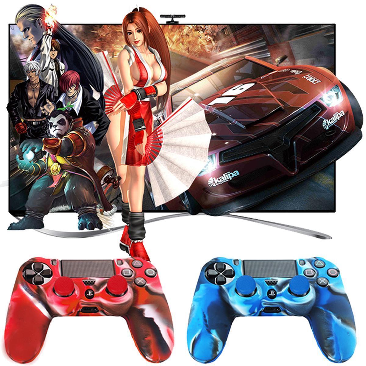2 SiliconeSkin CaseCover & 4 Joystick ThumbstickCaps for SonyPS4 Controller