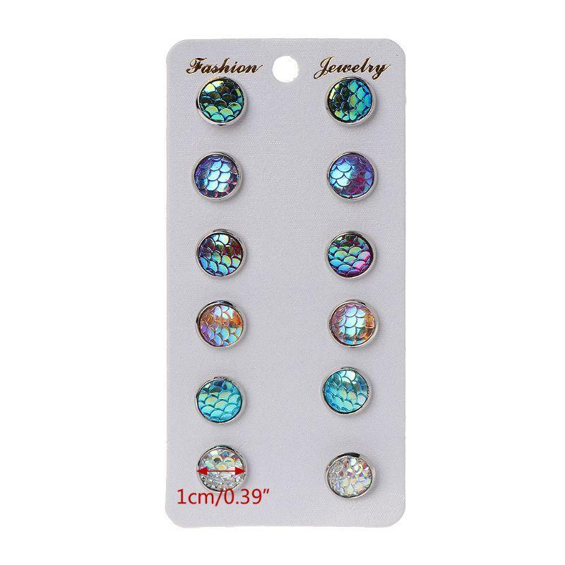 Beautiful Fish Pattern Stud Earrings 6 Pairs/Set Popular Earrings for Daily Wear