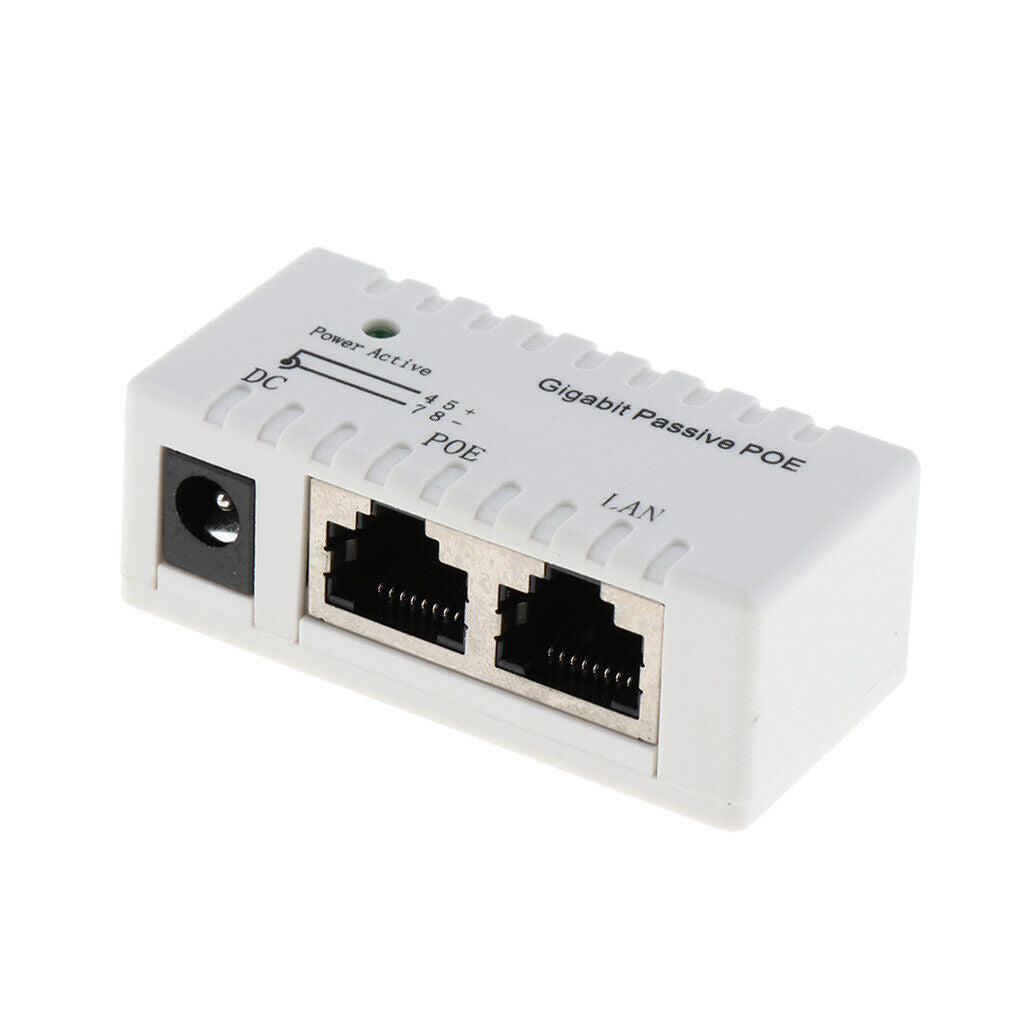 2x 12V-52V Gigabit PoE Injector  Supply Ethernet Adapter 2.1mm x 5.5mm