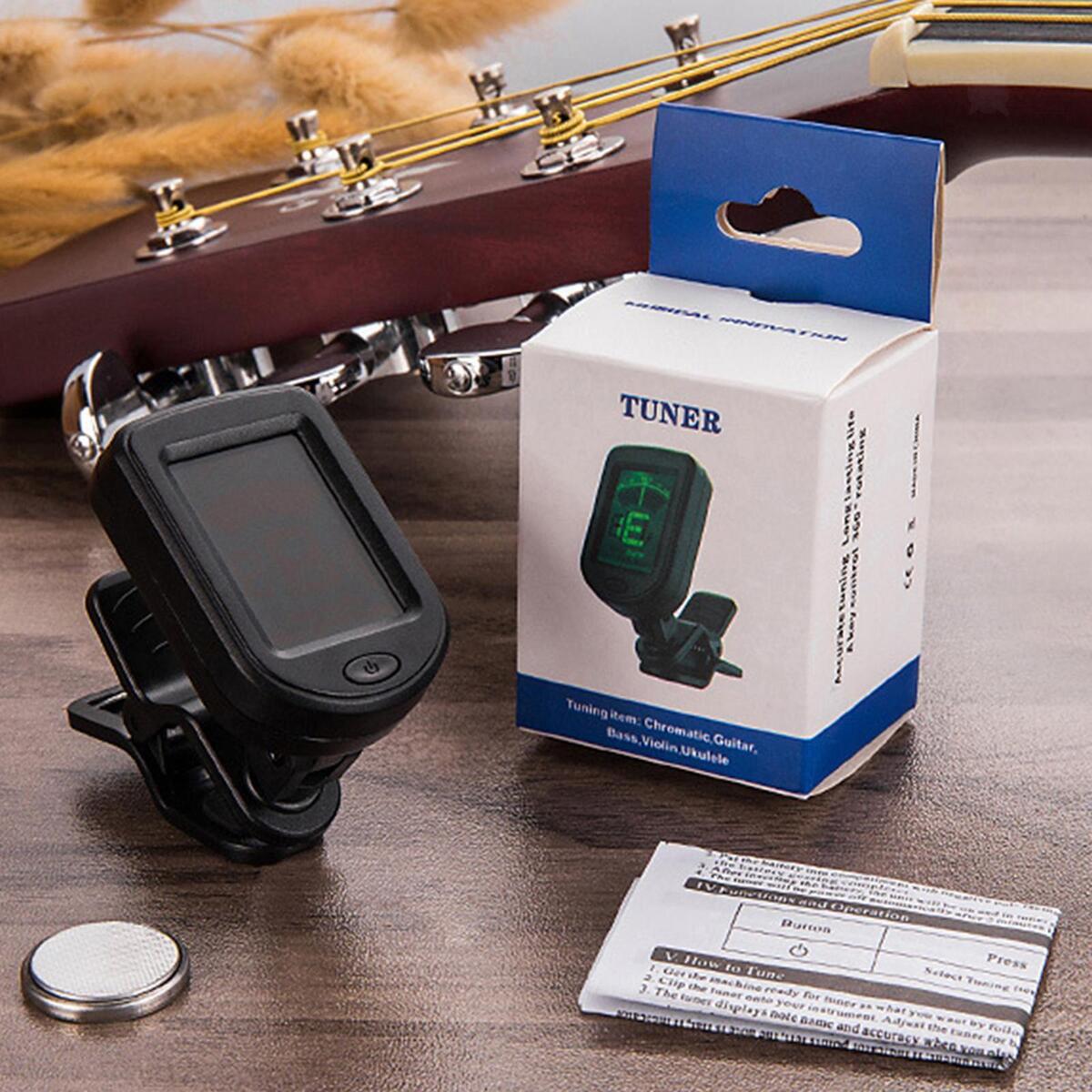 Clip Digital Guitar Accessories 360 Degree Rotatable LCD for Ukulele Violin