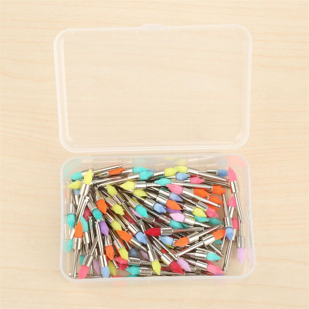 100pcs Mixed Color Dental Prophy Brushes Polishing Taperd Polisher Copper Nylon