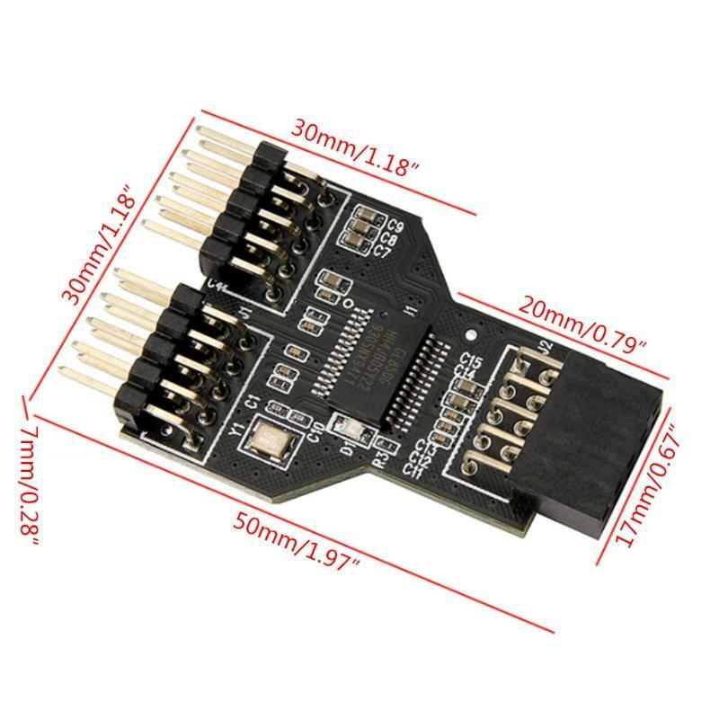 Upgraded USB Hub Internal Splitter 9Pin Header Expansion for Data Reception
