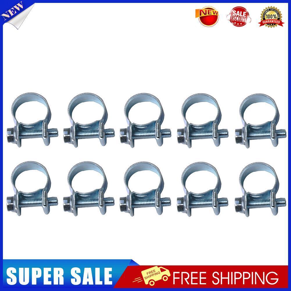 10pcs Carbon Steel Mini Fuel Injection Hose Clamps for Fuel Pipe (13-15mm)