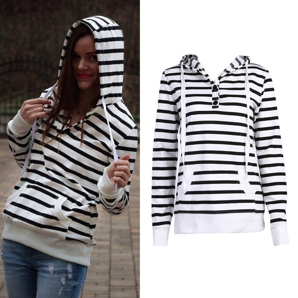 Women Long Sleeve Hoodie Sweatshirt Casual Hooded Coat Pullover (L)-116661.