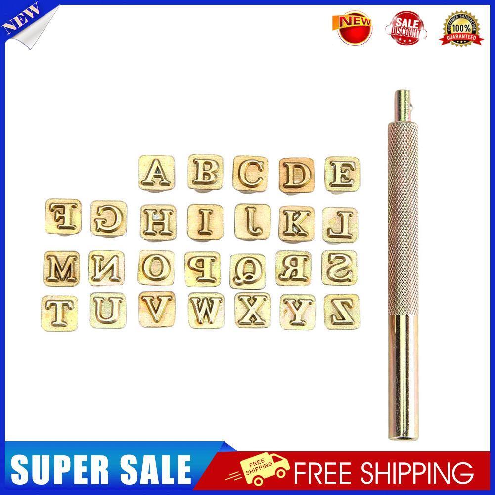 26pcs Wood Leather Punching Stamp Set Carbon Steel Metal Alphabet Stamps