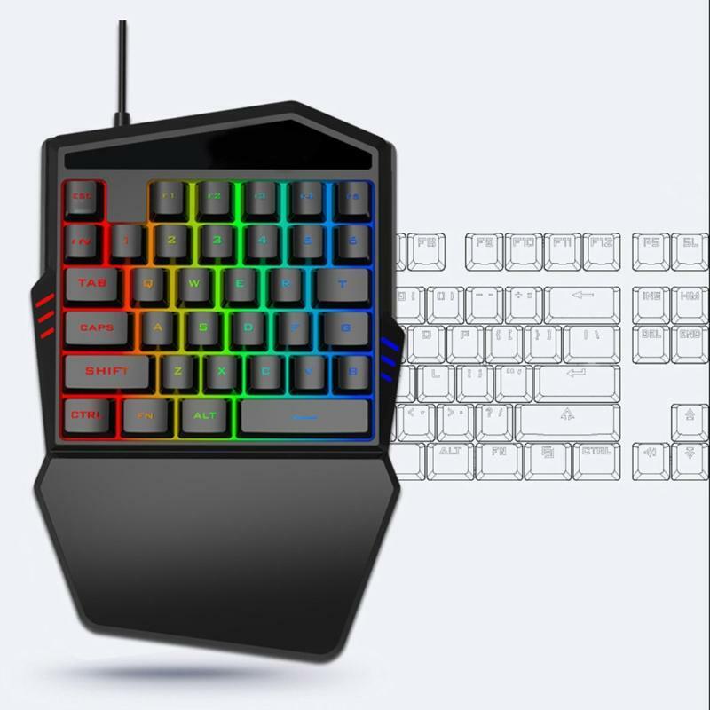 Mini 35 Keys Single Hand Gaming Keyboard RGB Wired Small RGB Backlight Keyboard