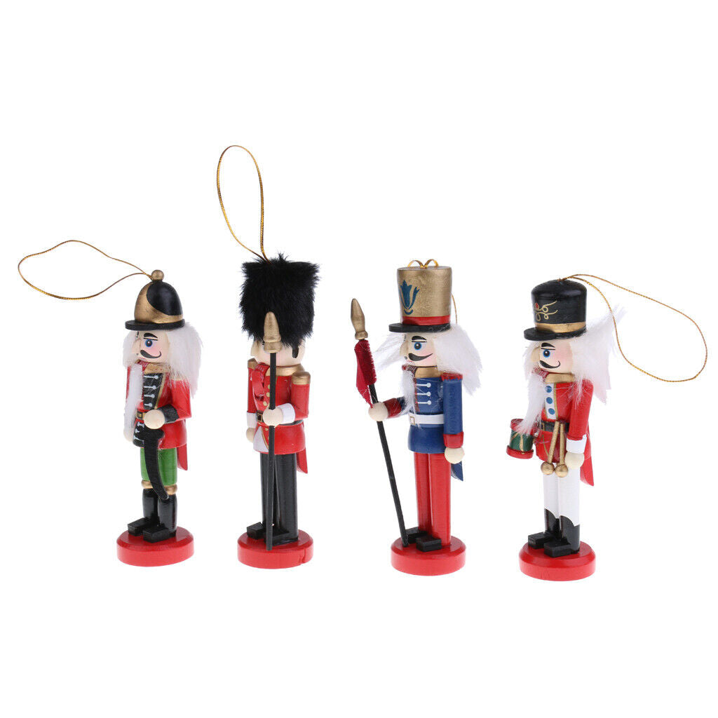 Christmas Traditional Wooden Hanging Nutcrackers Soldier Ornaments Set Of 9