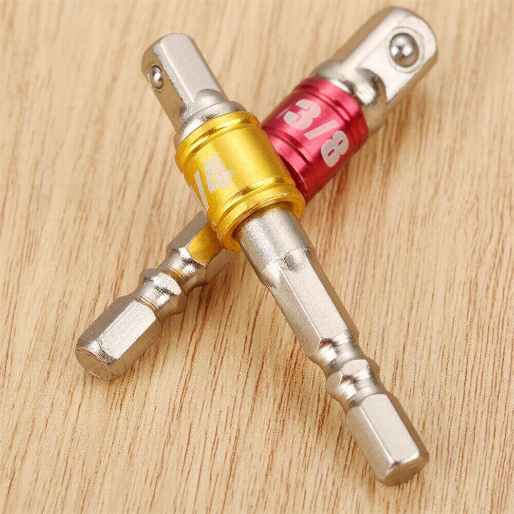 Aluminum Alloy Power Drill Bit Socket Adapter 1/4" 3/8" 1/2" Driver Tool 3pc New