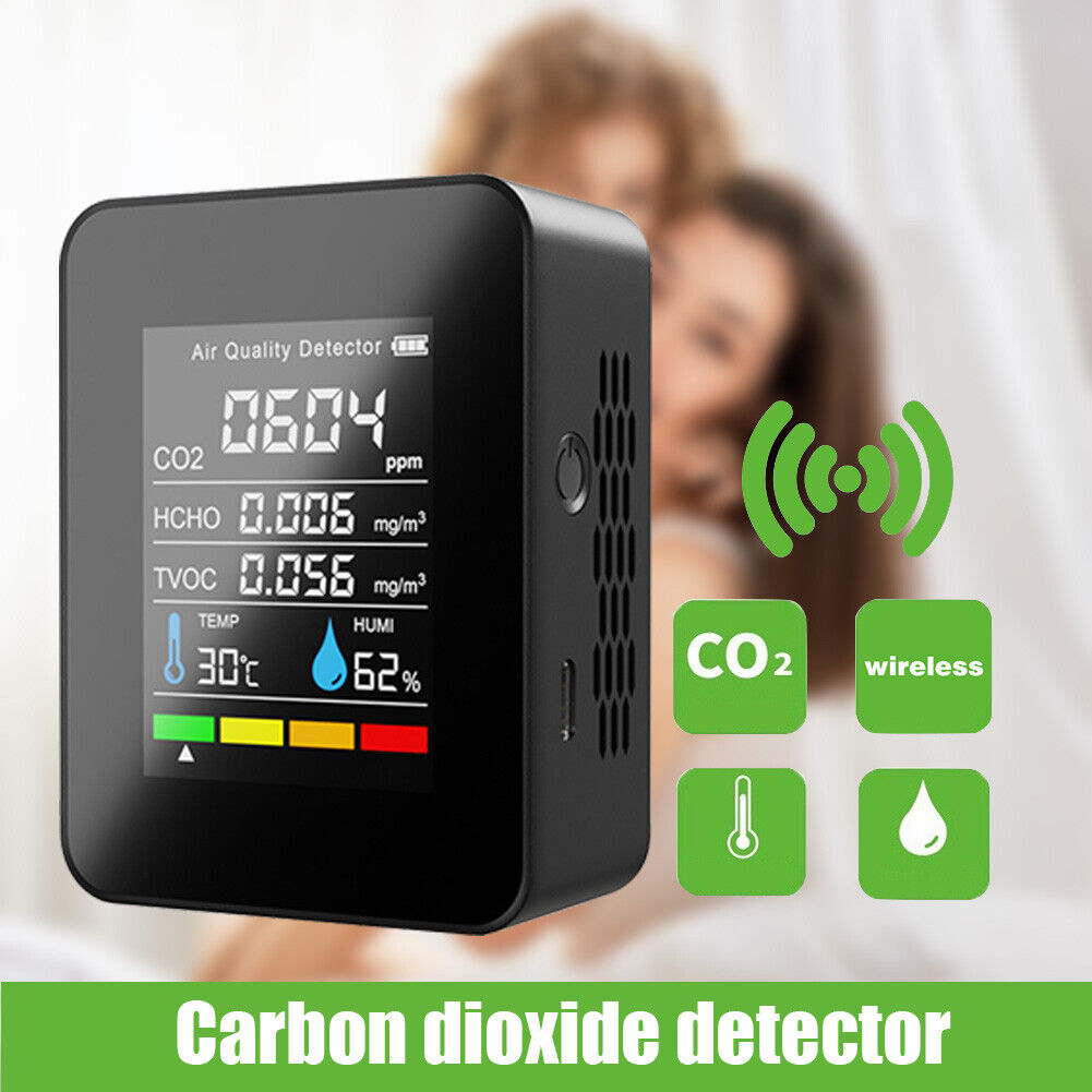 5 in 1 Semiconductor Carbon Dioxide Detector TVOC Air Quality Meter (Black)