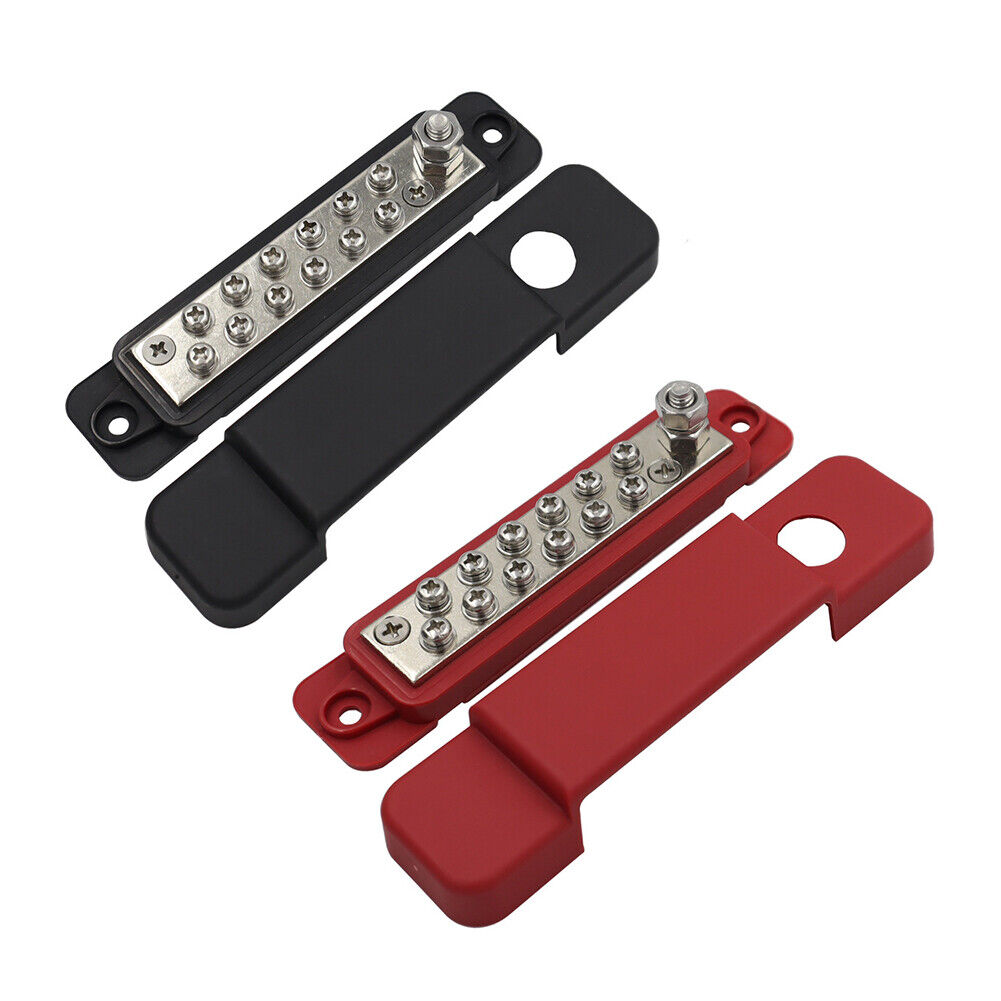 2pcs 12 Terminal Power Distribution Block Bus Bar DC 48V 12P Wiring Bars