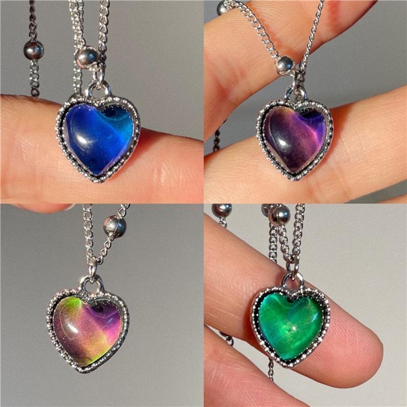 Women Jewelry Color Changing Necklace Pendant Best Gifts Titanium Steel Chain