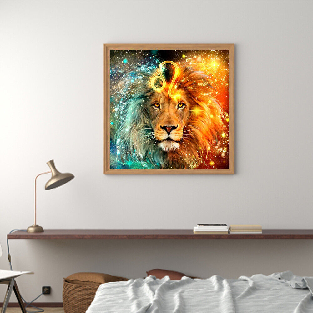 Home Handmade DIY Full Square Drill Diamond Painting 5D Lion Poster Kit