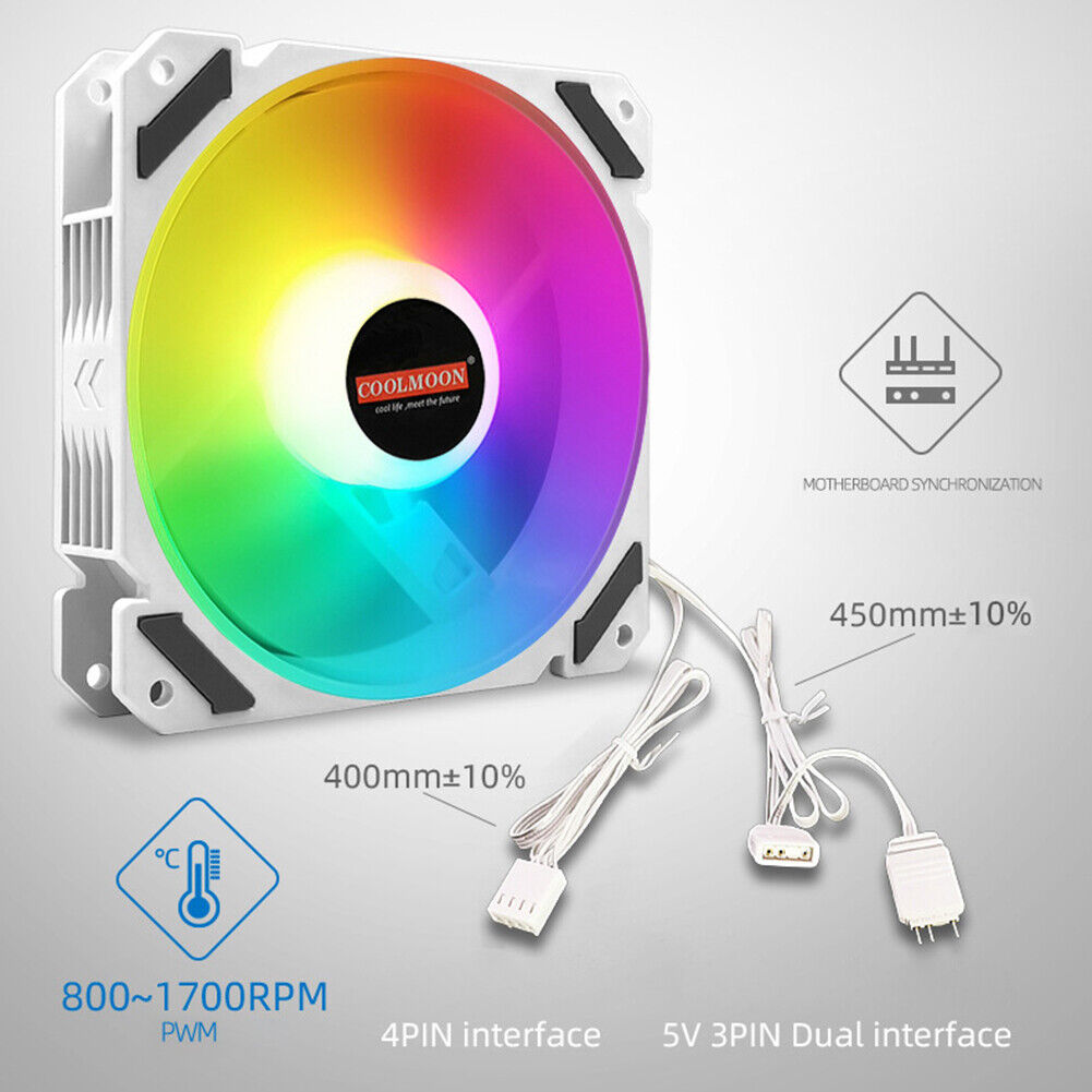 120mm PWM ARGB PC Case Fan 4 Pin Addressable RGB Cooling Fan for CPU Cooler