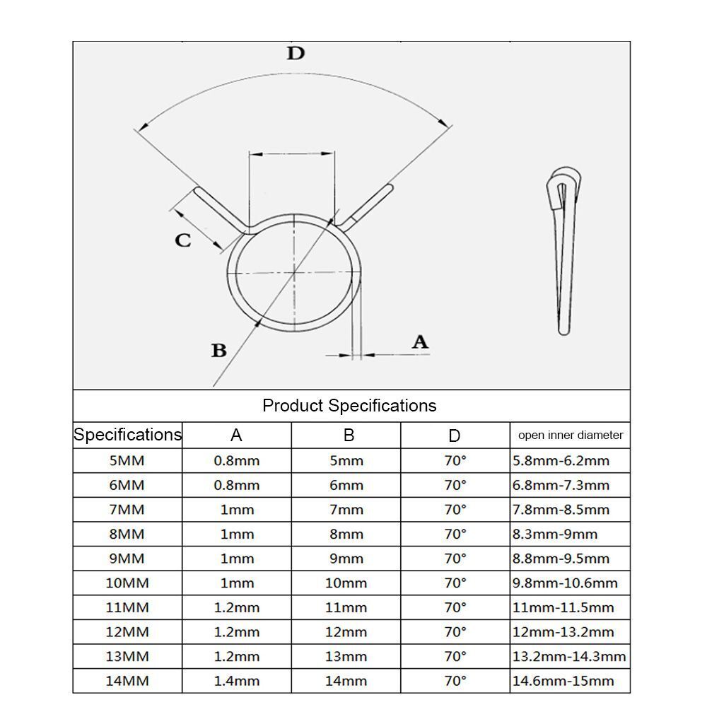 Fuel Line 420pcs/box Pipe Clips Spring Pipe Clips Water Pipe Buckle Hose Clamp