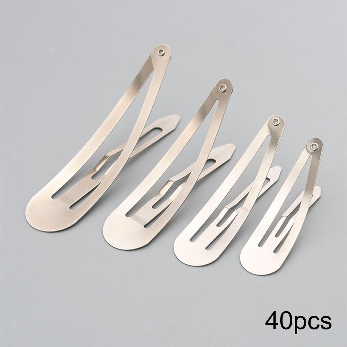 40 Pieces Metal Snap Hair Clips Barrettes 5cm 6cm 7cm 8cm for Toddlers Kids