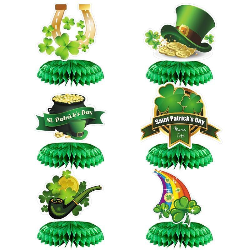 Saint Patrick's Day Honeycomb Ball Ornaments 9 Pcs Irish Clover Leprechaun Hat
