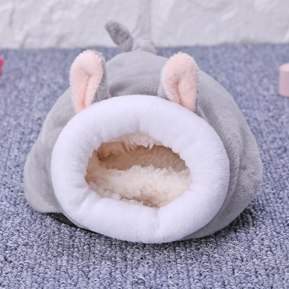 Pet Sleeping House Warm Hamster Puppy Kitten Bed Soft Nest Kennel (Grey)