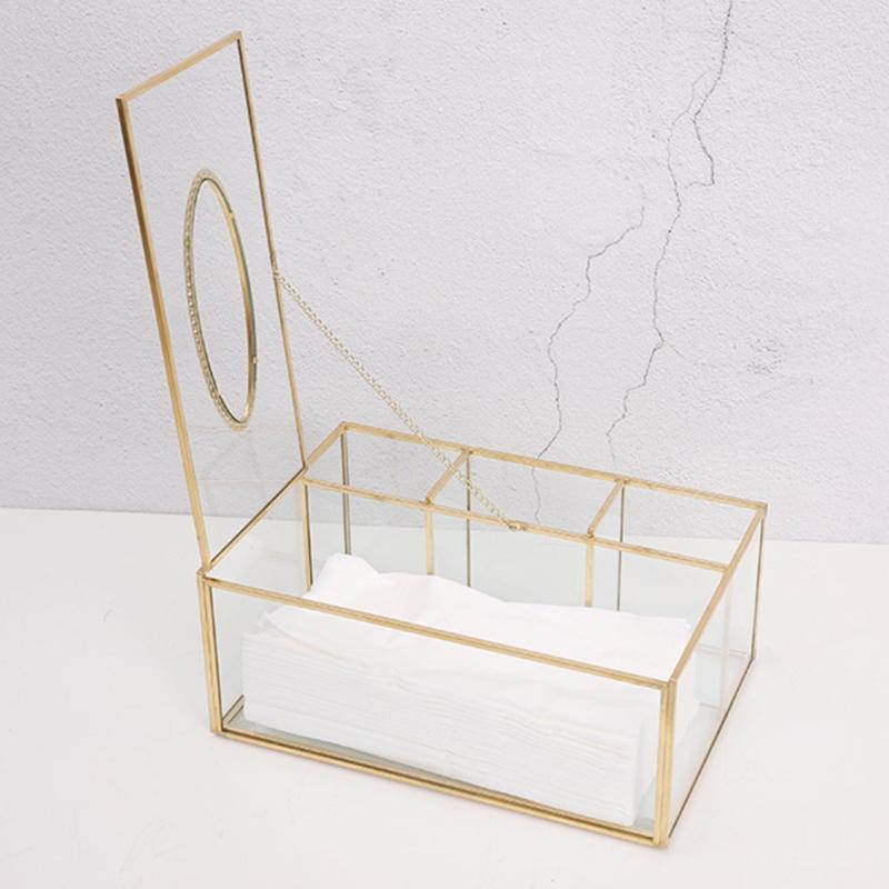 Nordic Glass Napkin Tissue Box Toilet Paper Case Container Makeup Storage Holder