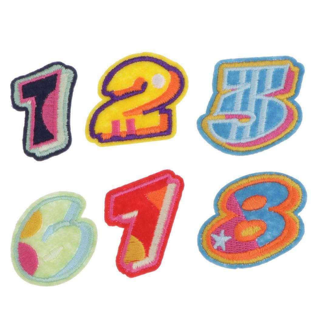 10pcs 0-9  Patches  Applique Fabric Clothes Coat Ornaments