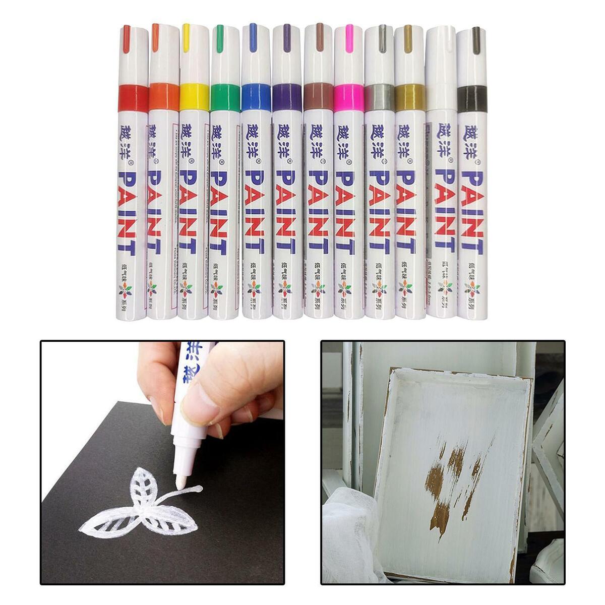 12x Permanent Paint Marker Pen   4.5mm Paint Markers Many Colours