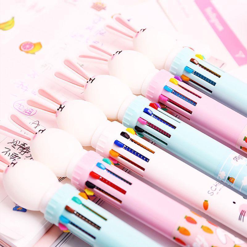 10 Color 0.5mm Cute Cartoon Rabbit Ballpoint Pen Press School  Office Supplies