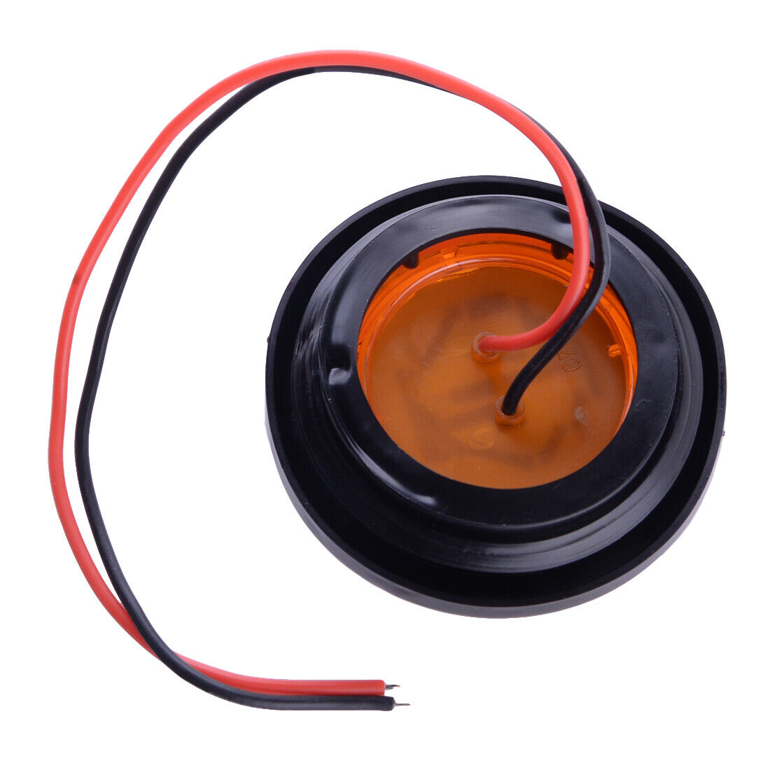 2pc 2" 12V Car Trailer Truck RV LED Amber Round Side Marker Clearance Light Lamp