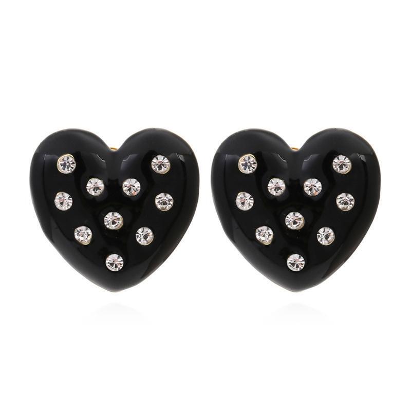 Cute Rhinestone Stud Earrings Heart Hypoallergenic Jewelry for Teen Girls Ladies