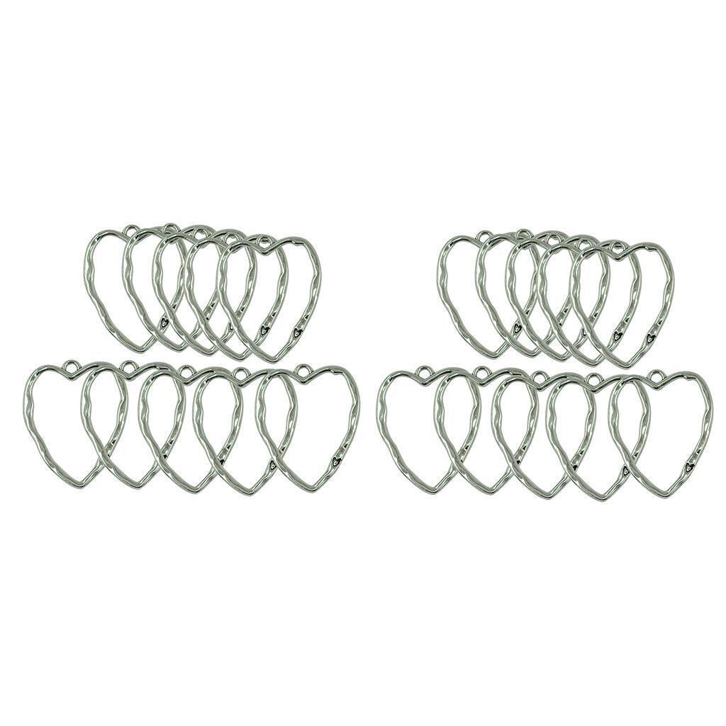 20PCS ALLOY LOVE HEART HOLLOW OUT CHARM NECKLACE PENDANT DIY JEWELRY 50x41mm