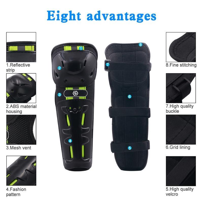 4PCS Motorcycle Knee Pads Elbow Leggings Motocross Cycling Night Reflective Safe
