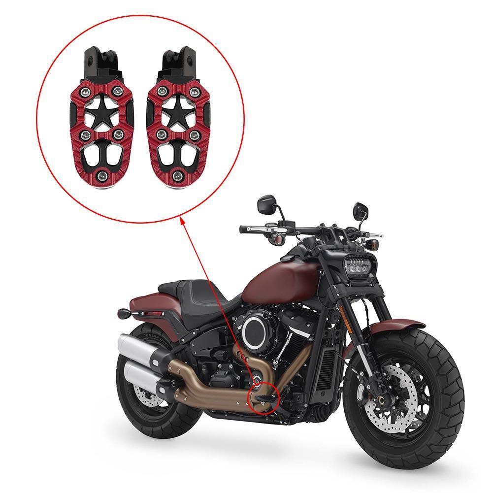 2pcs Universal 8mm Metal Motorcycle Foot Pedals Footrests w/ Spring(Red)