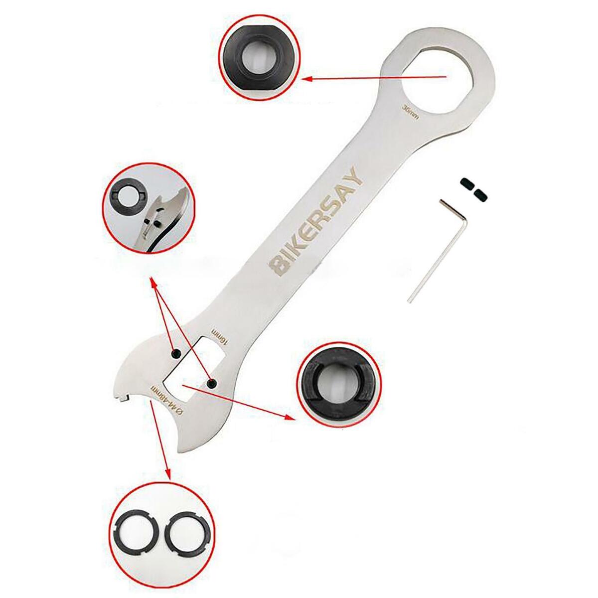 Wrench 44-48mm Lock Rings Steel Bicycle Spanner  Maintenance Remove