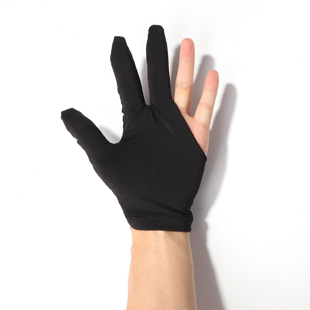 3-Finger Open Lycra Snooker Billiard Gloves Left/Right Universal (Black)