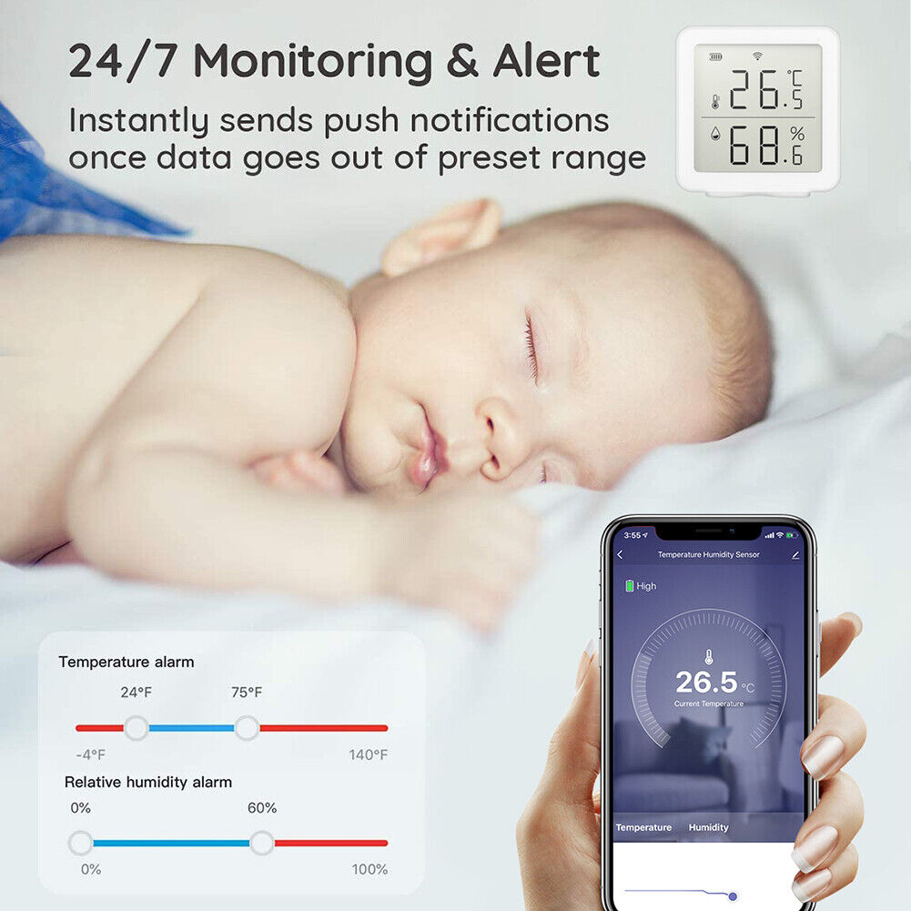 WiFi Temperature Humidity Detector Phone Remote 2.4GHz Air Quality Analyzer